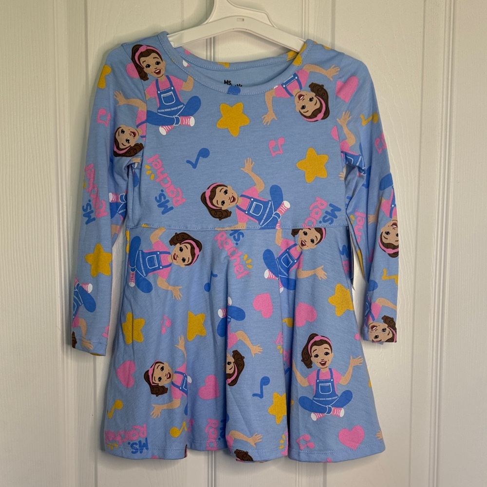 Light Blue Girls' Cartoon Character Skater Dress